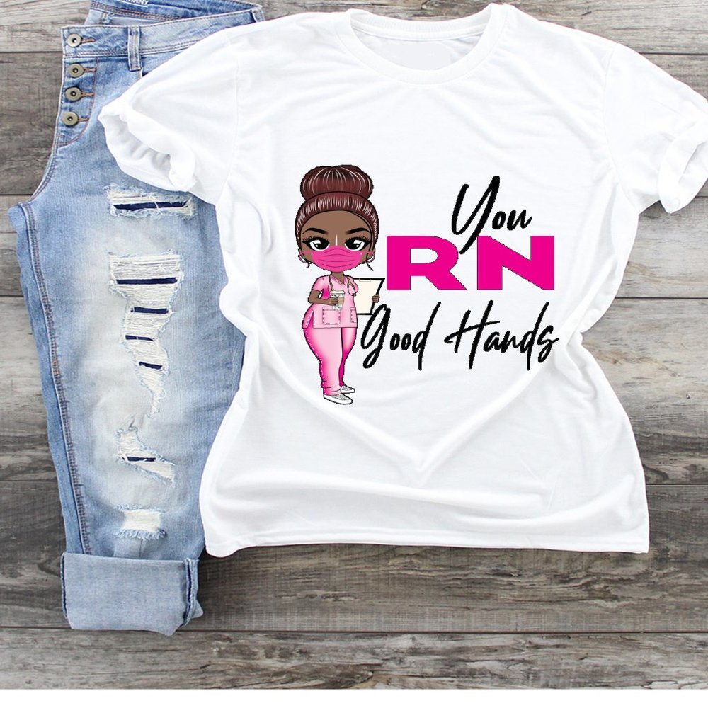 You RN Good Hands Pink Tshirt